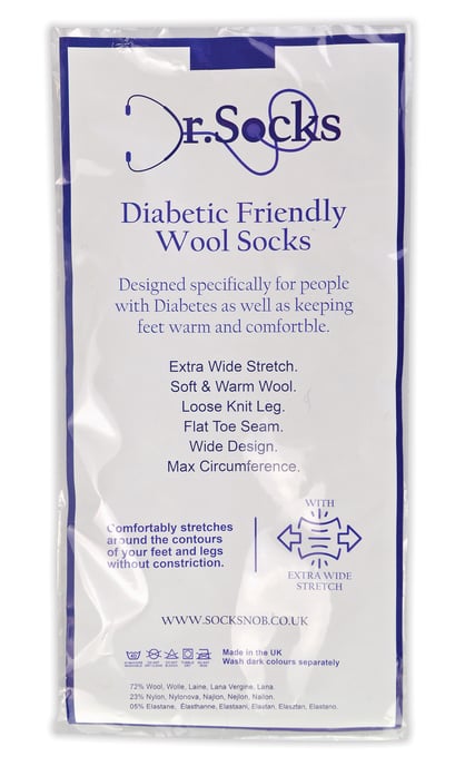 Dr.Socks - Zwarte wollen diabetische naadloze herensokken - Zwart - Image 2
