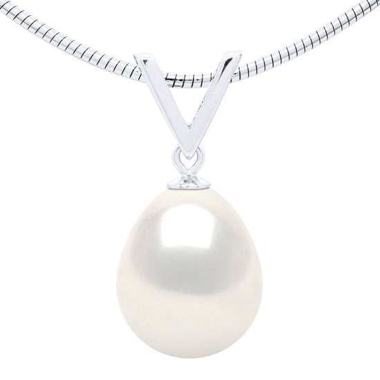 Necklace Semi Rigid Real Cultured Freshwater Pearl Pear 10-11 mm