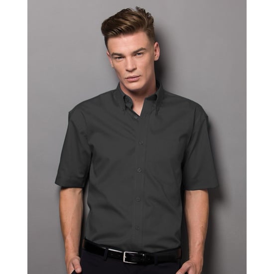 Russell Collectie Heren Korte Mouwen Poly-Katoen Easy Care Poplin Shirt (Zwart) - Image 3