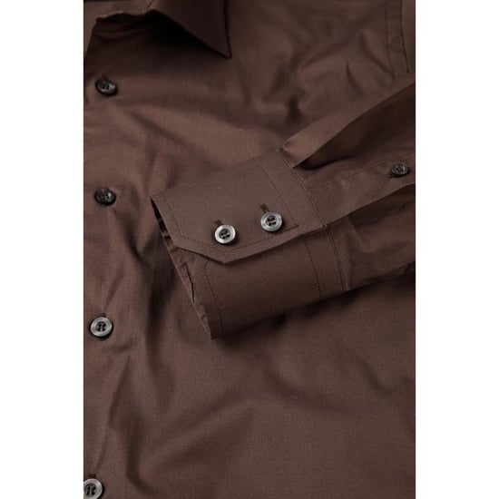 Russell Collectie Heren Lange Mouwen Gemakkelijk Onderhoud Aangepast Shirt (Chocolade) - Image 3