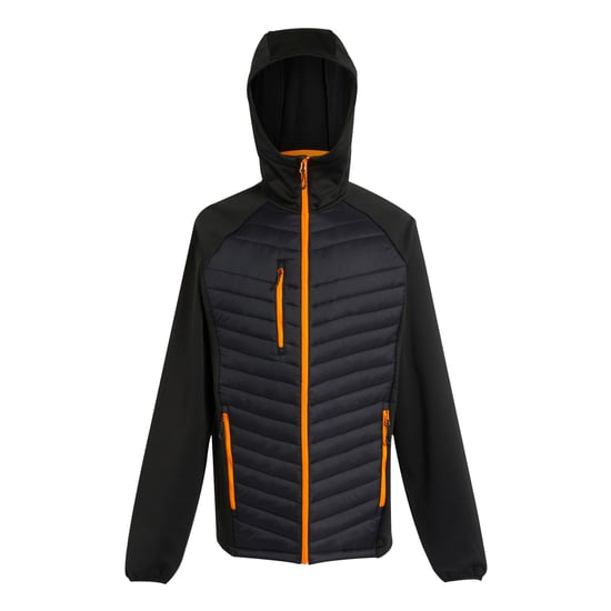 Regatta Mens Navigate Quilted Hybrid Jacket (Black/Orange Pop)
