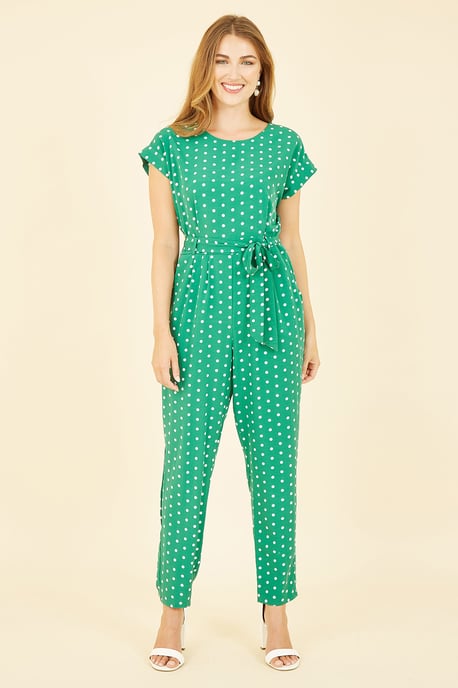Green Spot Print Jumpsuit