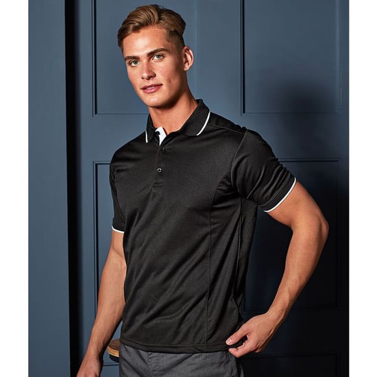 Premier Herencontrast Coolchecker Polo Shirt (Zwart/Wit) - Image 6