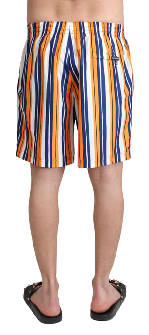 Dolce & Gabbana Men's Multicolor Striped Beachwear Swimshorts
