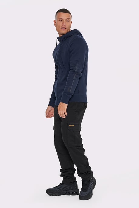 Navy 'Braxton' Funnel Neck Zip Hoody