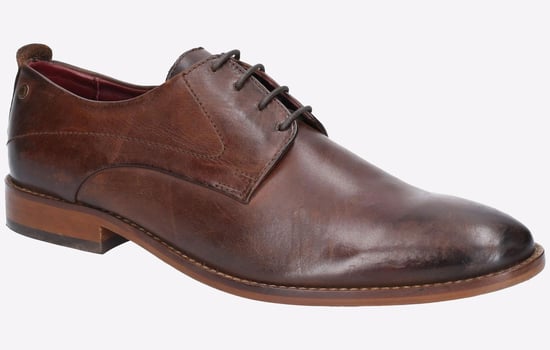 Base London Script Washed Leren Heren Bruine Oxford Schoenen - Image 2