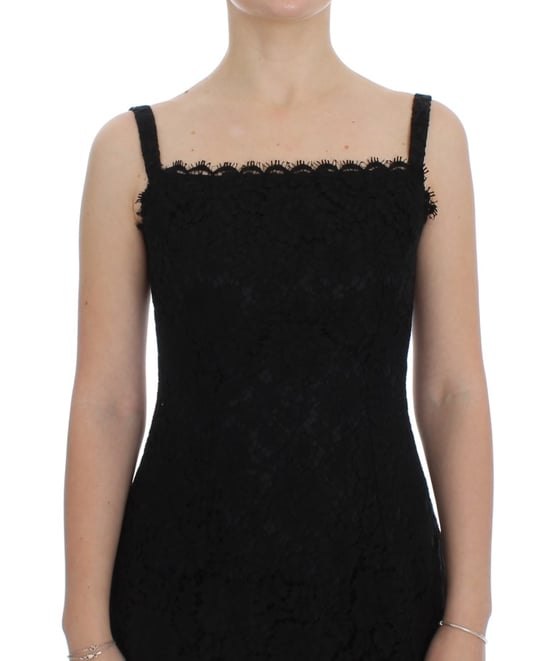 Dolce & Gabbana Dames Zwarte Bloemen Kant Shift Jurk Tot de Knie - Image 5