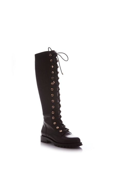 'Sanoma' Black Leather Knee High Boots