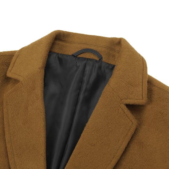 Heren Knielange Winter Wollen Jas Slim Fit Omslagkraag Zakelijke Jassen Khaki - Image 4