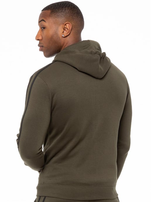Enzo | Mens Zip Up Tape Hoodie Tracksuit Set - Khaki