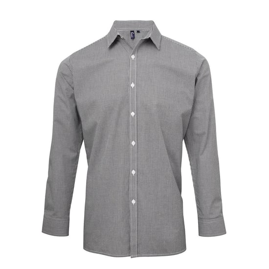 Premier Heren Gingham overhemd met lange mouwen (Zwart/Wit) - Image 1
