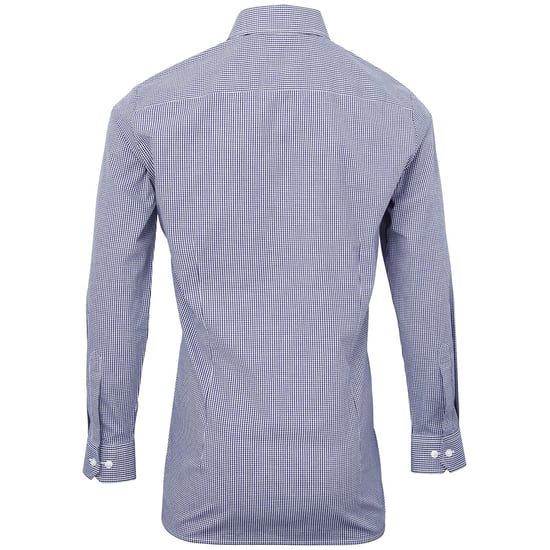 Premier Herenmicrocheck shirt met lange mouwen (Marine / Wit) - Image 2