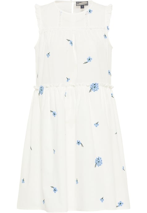 Dreimaster midi-jurk Dames Wol Wit Blauw - Image 1