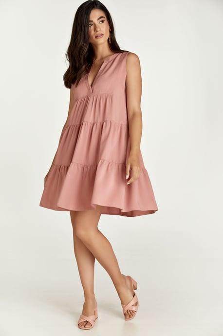 Sleeveless Dusty Pink A Line Dress