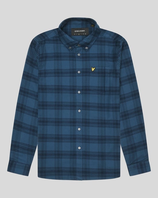 Mannen Tonale Ruit Flannel Overhemd in Marineblauw - Image 5