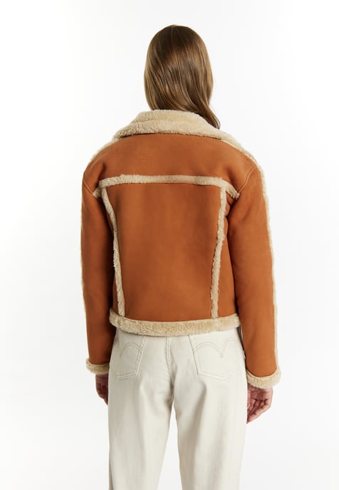 Dreimaster Leren bikerjack Dames cognac - Image 4