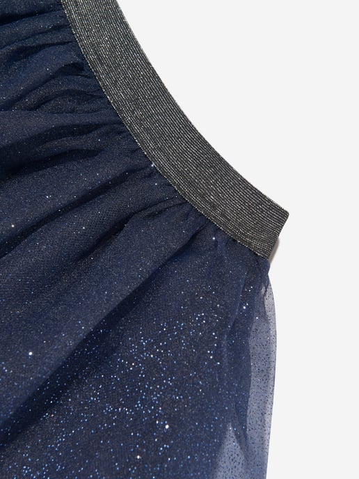 Mama Luma Girls Organza Flower Skirt in Navy