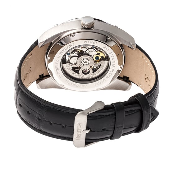 Heritor Automatic Daniels Semi-Skeleton Leather-Band Watch