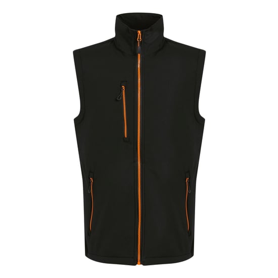 Regatta Mens Navigate Softshell 2 Layer Body Warmer (Black/Orange Pop)