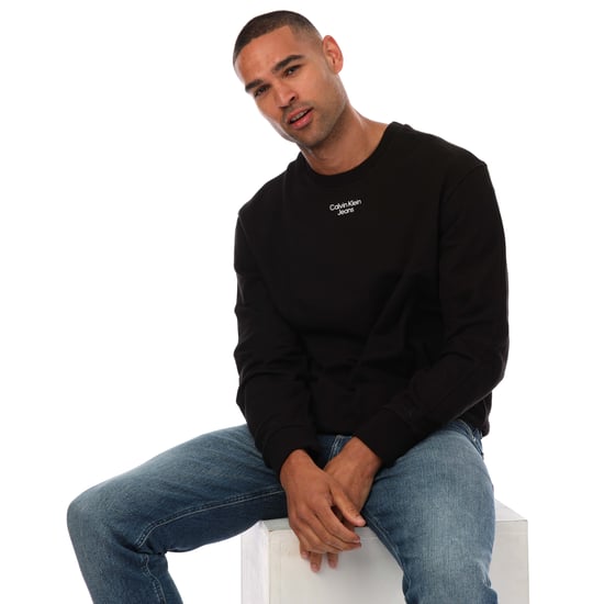 Heren Calvin Klein Jeans Relaxed Katoenen Terry Sweatshirt in Zwart - Image 4
