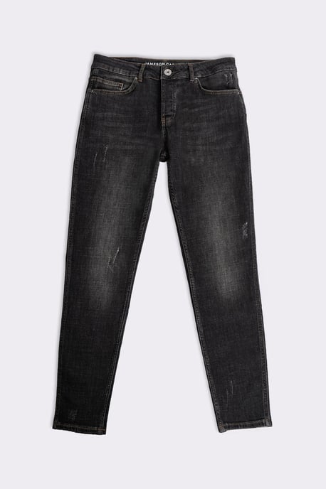 Black 'Monford' Cotton Stretch Straight Leg Denim Black Wash Jeans