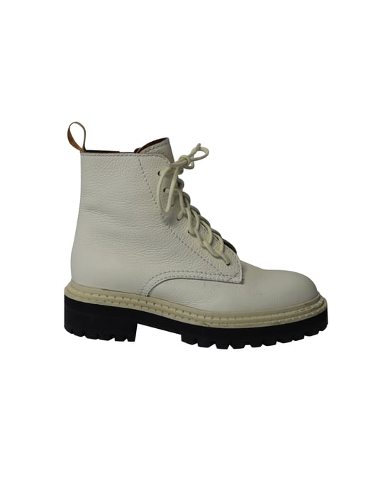 Proenza Schouler Lug Sole Combat Boots in White Calfskin Leather - Image 1