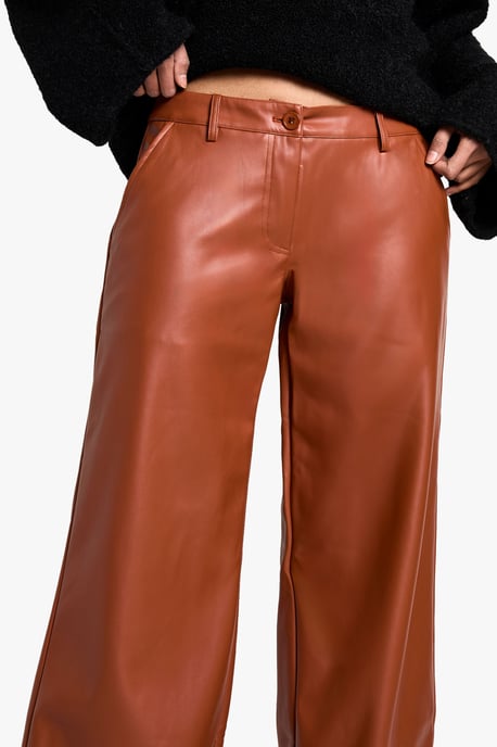 Low Rise Pu Wide Leg Trouser