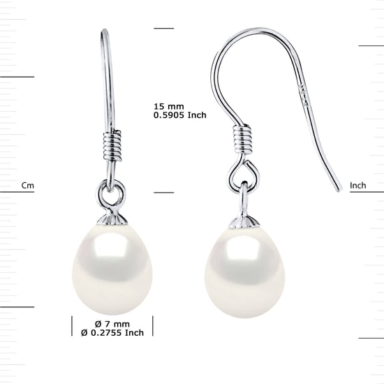 Earrings Hooks Freshwater Pearls 7-8mm White Pears 925
