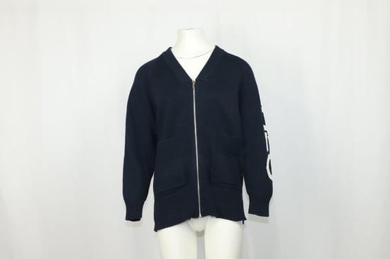 Kenzo Knit Zip Long Cardigan in Navy Blue Cotton - Image 5