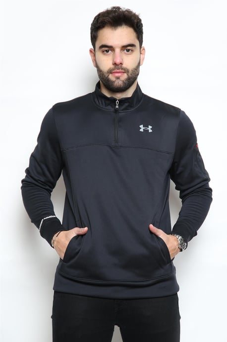 Under Armour fleece trainingstop met kwartrits voor heren in zwart - Image 6