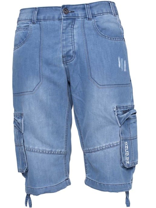 Enzo Mens Cargo Combat Denim Shorts