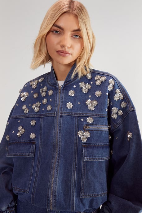 Limited Embellished Flower Applique Jacket