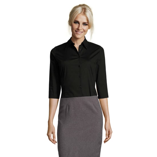 SOLS Dames/Dames Stretch 3/4 Mouwen Blouse (Zwart) - Image 1