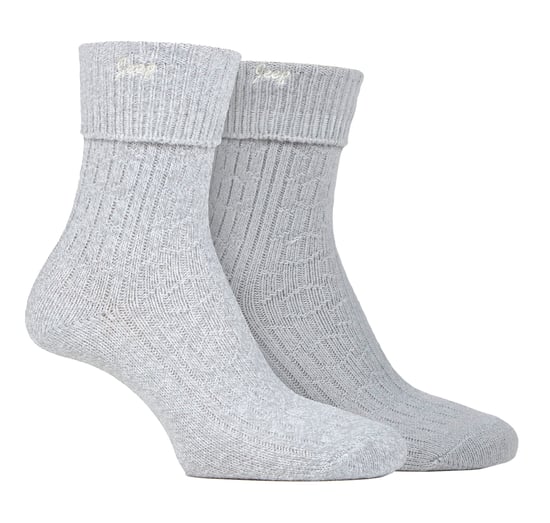 Dames Turn Cuff Sokken | Jeep | Wandelsokken Dames, Comfortabele Prestaties Polyester Sokken - Slate / Wit - Image 1