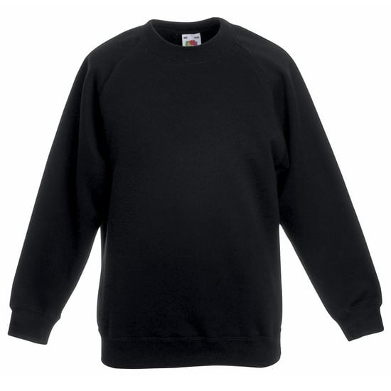 Fruit Of The Loom Kinderen Unisex Raglan mouwen Sweatshirt (Zwart) - Image 1
