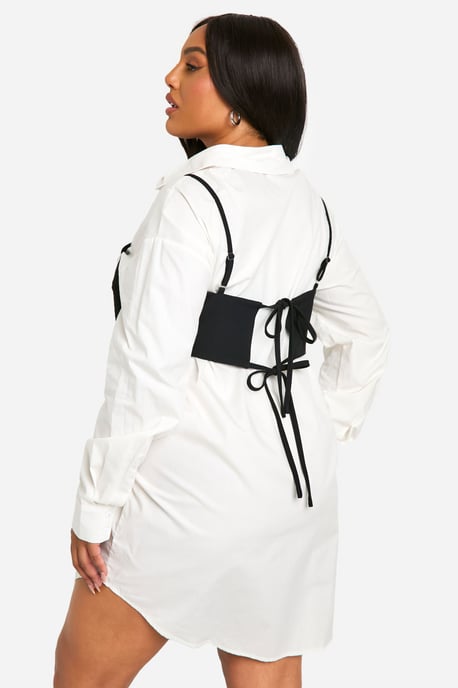 Plus Corset Detail Shirt Dress - Image 2