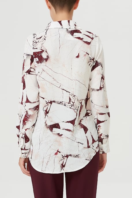 Recht shirt met marmeren effectprint - Image 5