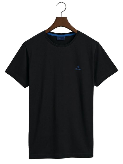 Gant heren T-shirt met ronde hals en contrasterend logo - Zwart - Image 6