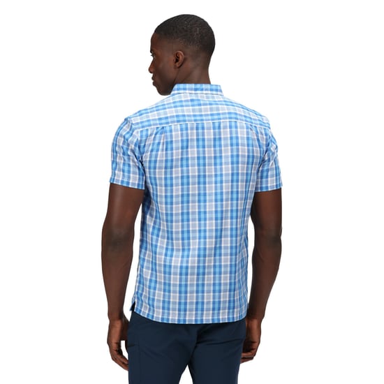 Regatta Mens Mindano VI Checked Short-Sleeved Shirt (Imperial Blue)