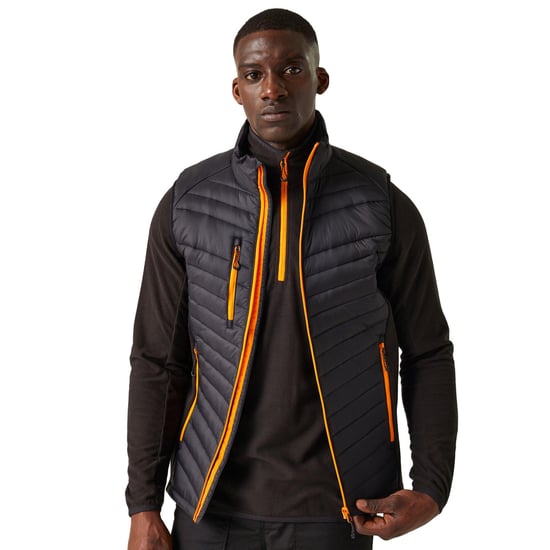 Regatta Mens Navigate Quilted Hybrid Gilet (Black/Orange Pop)