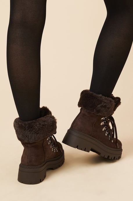 Tavia Faux Fur Lined Cosy Hiker Ankle Boot