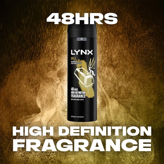 Lynx XL 48-H High Definition Fragrance Gold Body Spray Deodorant 6 Pack, 200ml
