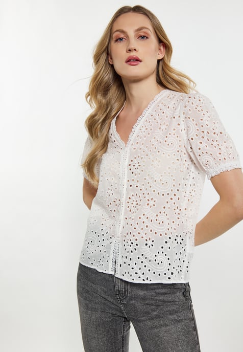 Dreimaster Blouse Dames wolwit - Image 3