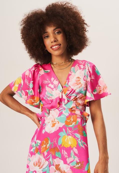 Midi-jurk met bloemenprint en engelmouwen - Image 2