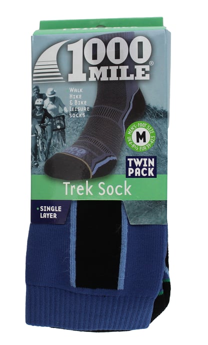 1000 Mile - 2 Pack Heren Trek Enkele Laag Ademend Wandelsokken - Navy / Antraciet - Image 2