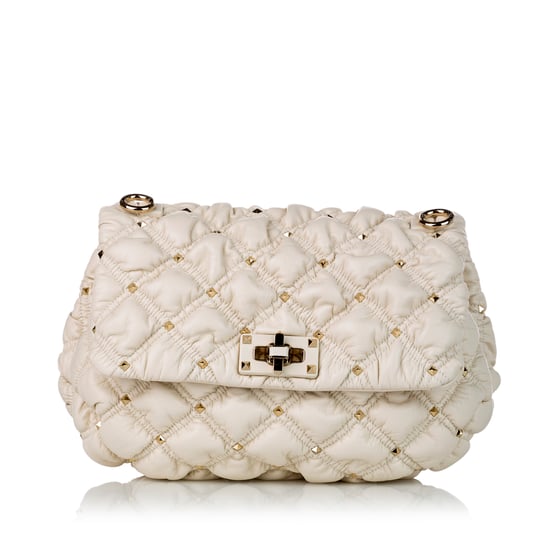 Vintage Valentino Rockstud Spike Leather Crossbody Bag White