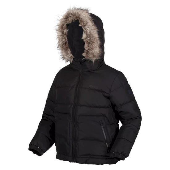 Regatta Parka met imitatiebont voor kinderen (Zwart) - Image 3