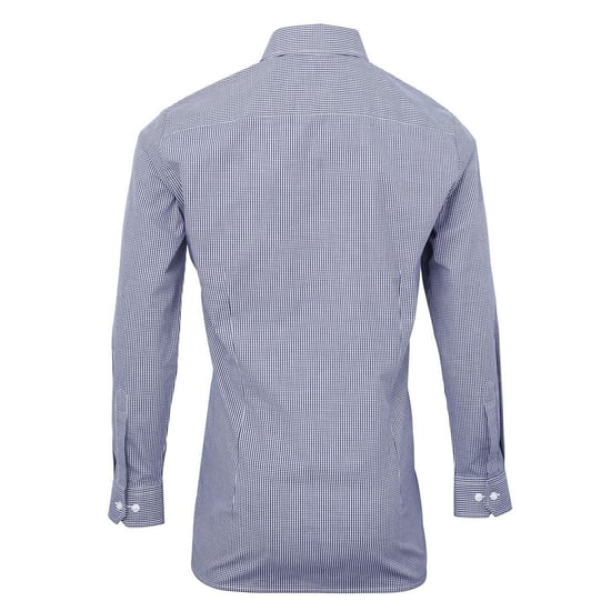 Premier Mens Gingham Long-Sleeved Shirt (Navy/White)