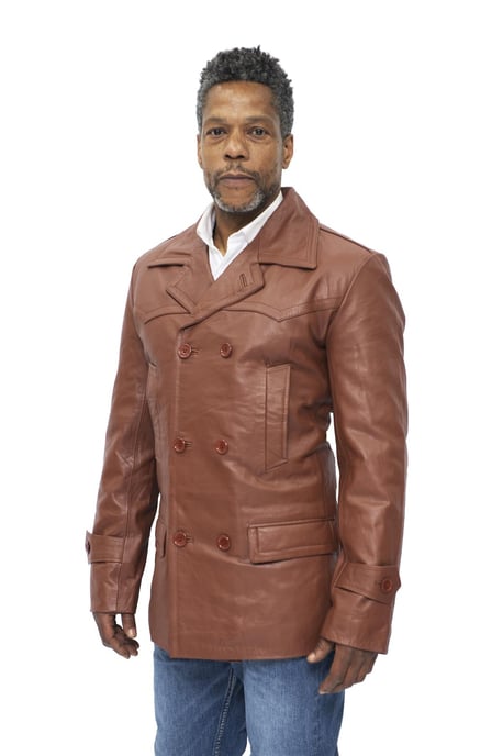 Men's Cowhide Leather Peacoat-Krakaw