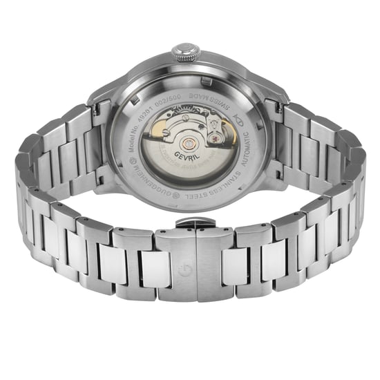 Gevril Men's Guggenheim Automatic 316L Stainless Steel Black Dial, 316L Stainless Steel Satin and Polished Bracelet. - Image 2